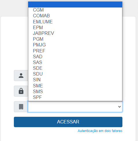 Organização com ícones